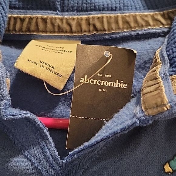 Abercrombie Girls Moose Embroidered Blue Hoodie Size MEDIUM NWT - Picture 6 of 7